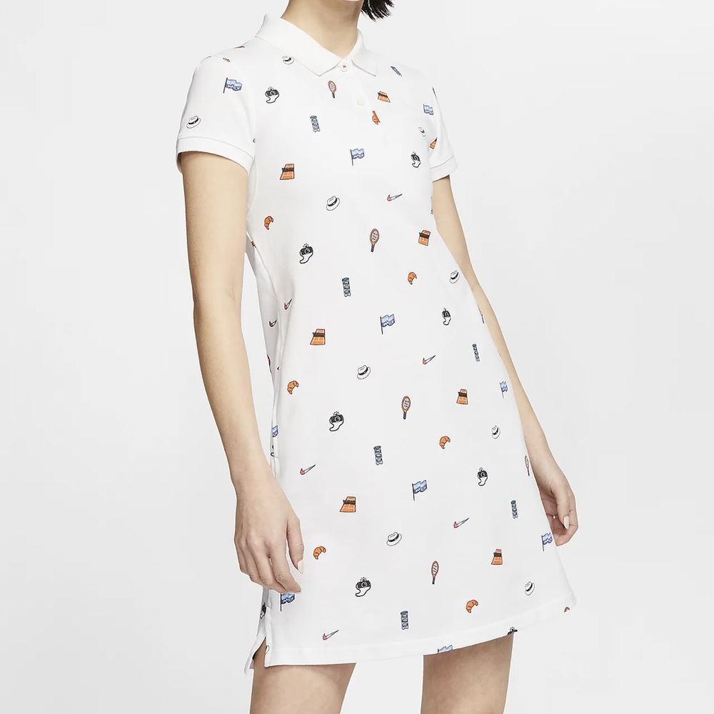 Nike printed polo tennis dress in white size XS